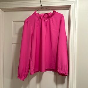 Pink J. crew high neck with ruffle long sleeve